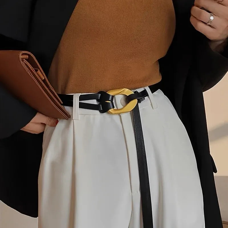 Vintage Double Layer Real Leather Belt Women