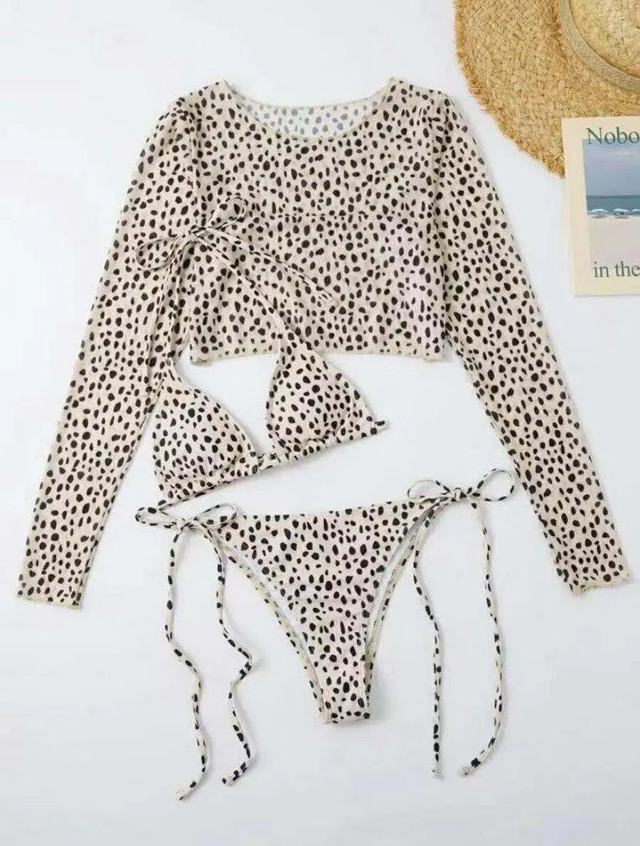 Women's Leopard Halter Triangle Bikini