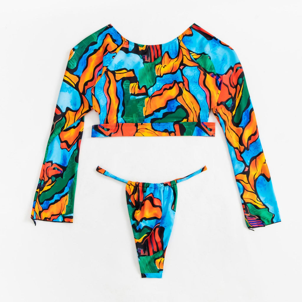 Women's Long Sleeve Split Bikini Set