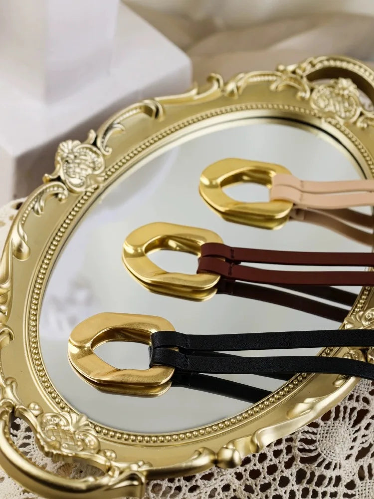 Vintage Double Layer Real Leather Belt Women