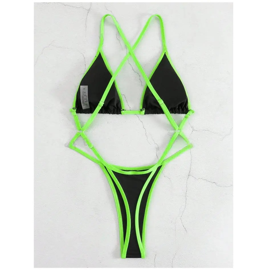 Women's Contrast Trim Halterneck One-Piece