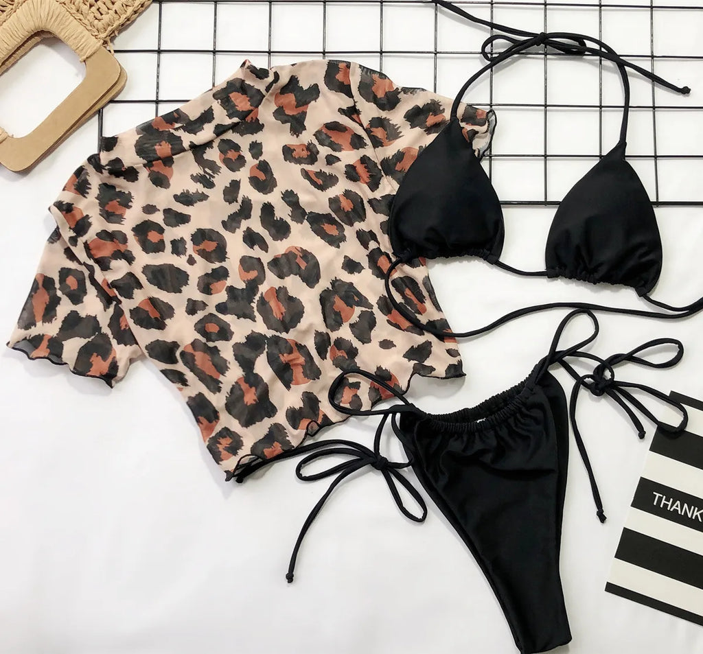 Women's Mesh 3-Piece Swimsuit Set