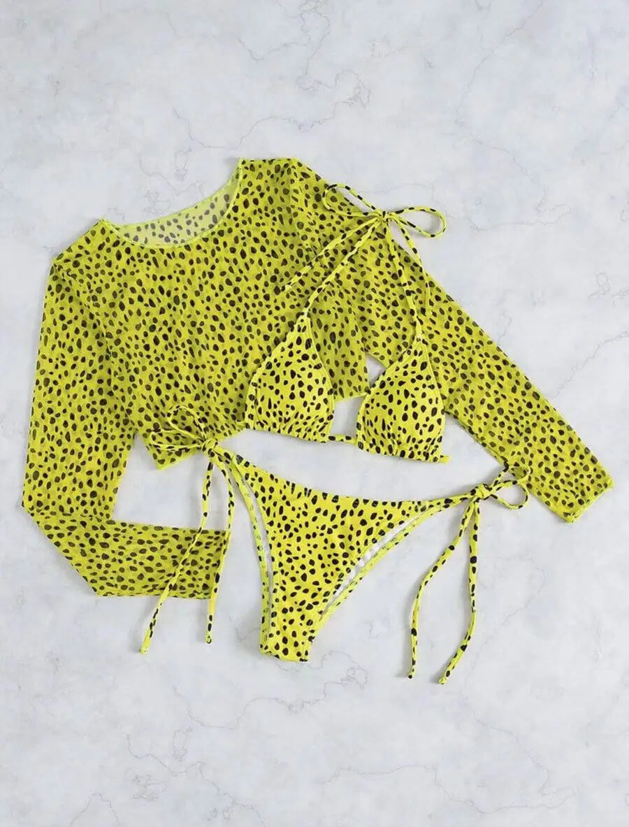 Women's Leopard Halter Triangle Bikini