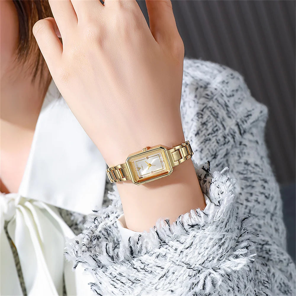 Simple  Rectangle Gold Quartz Watch