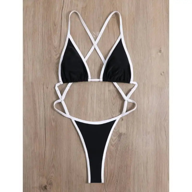 Women's Contrast Trim Halterneck One-Piece