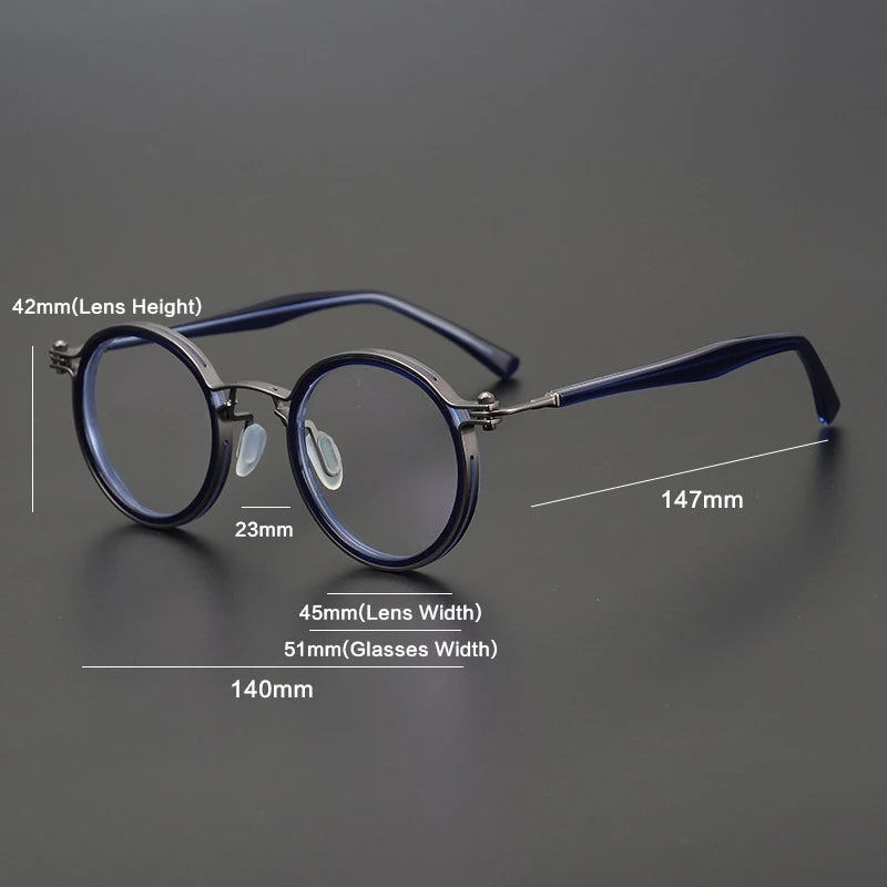 Vintage Round Acetate Titanium Glasses