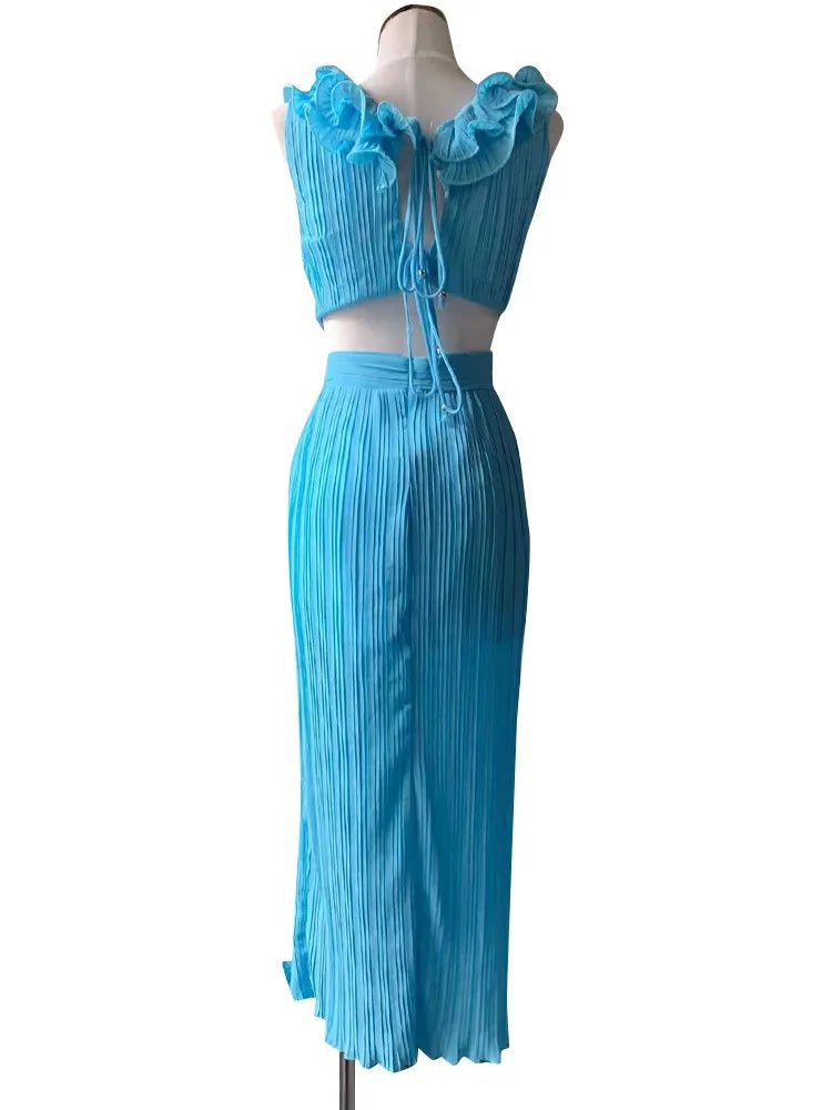 Women's Elegant Ruffle Split Maxi Dress