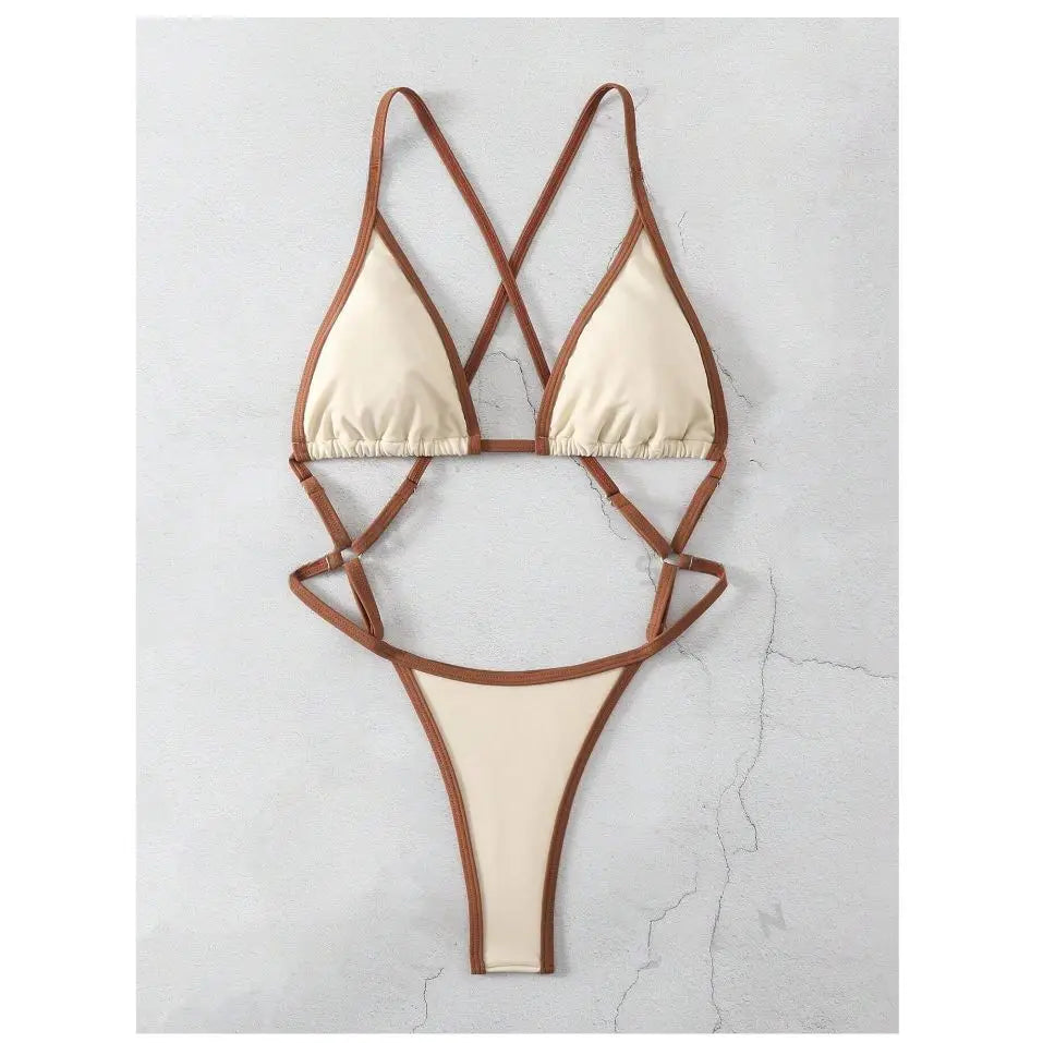 Women's Contrast Trim Halterneck One-Piece