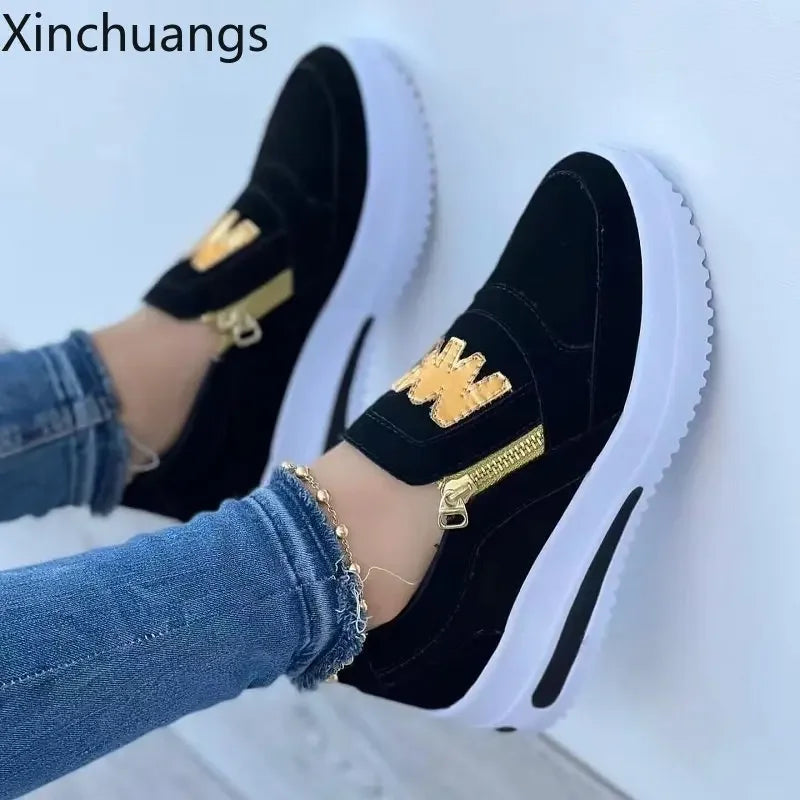 Women Side Zipper Platform Sneakers