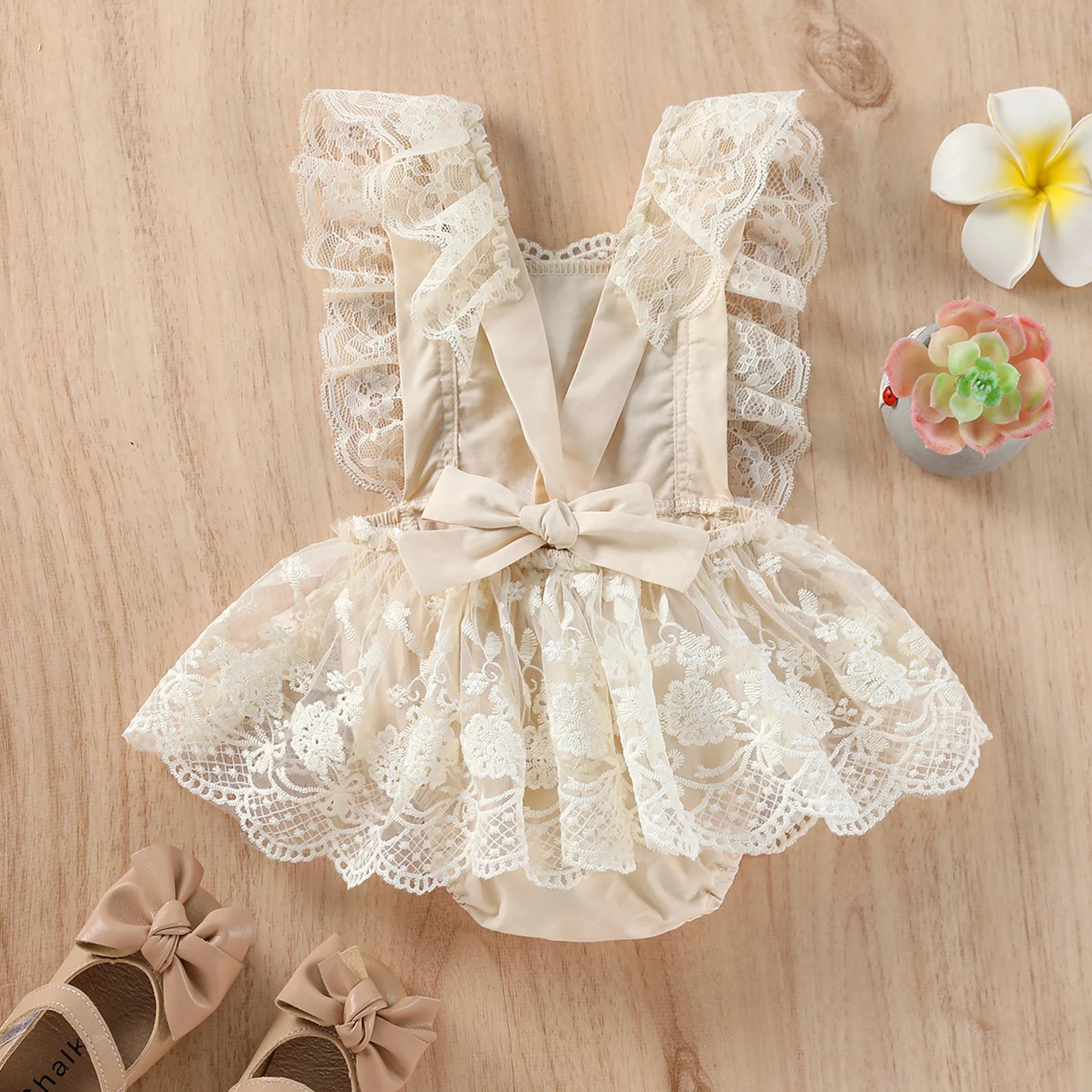 Baby Girls' Floral Lace Romper Dress