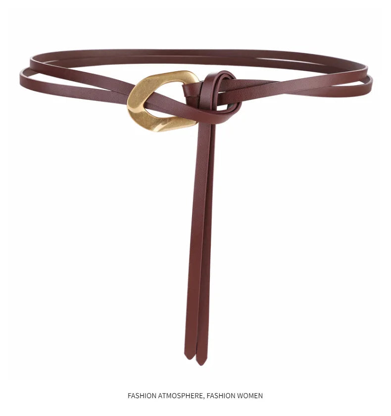 Vintage Double Layer Real Leather Belt Women