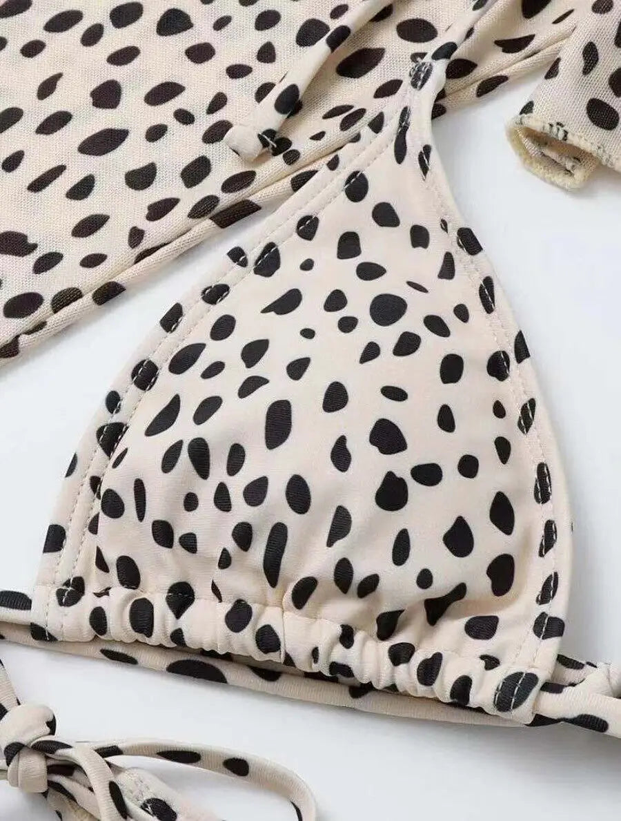Women's Leopard Halter Triangle Bikini