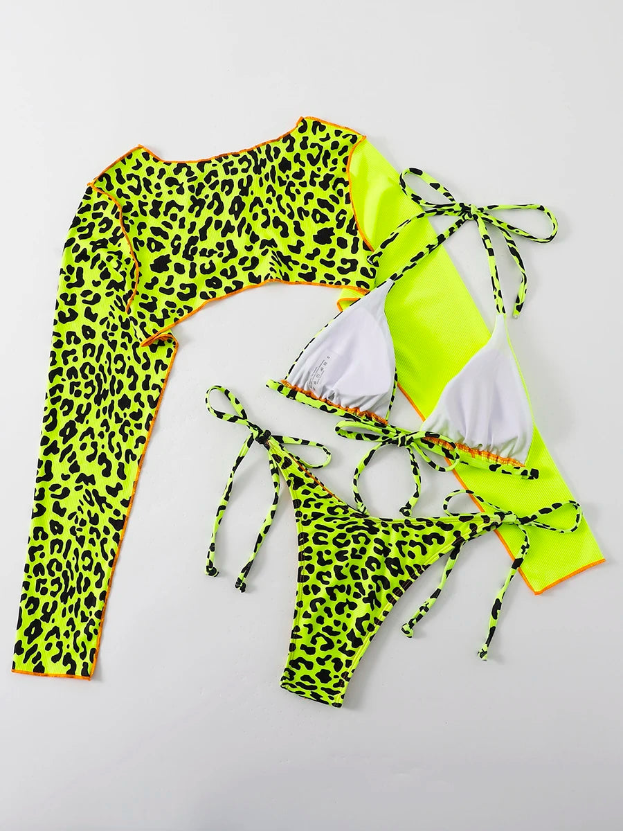 Leopard Halter Triangle Bikini