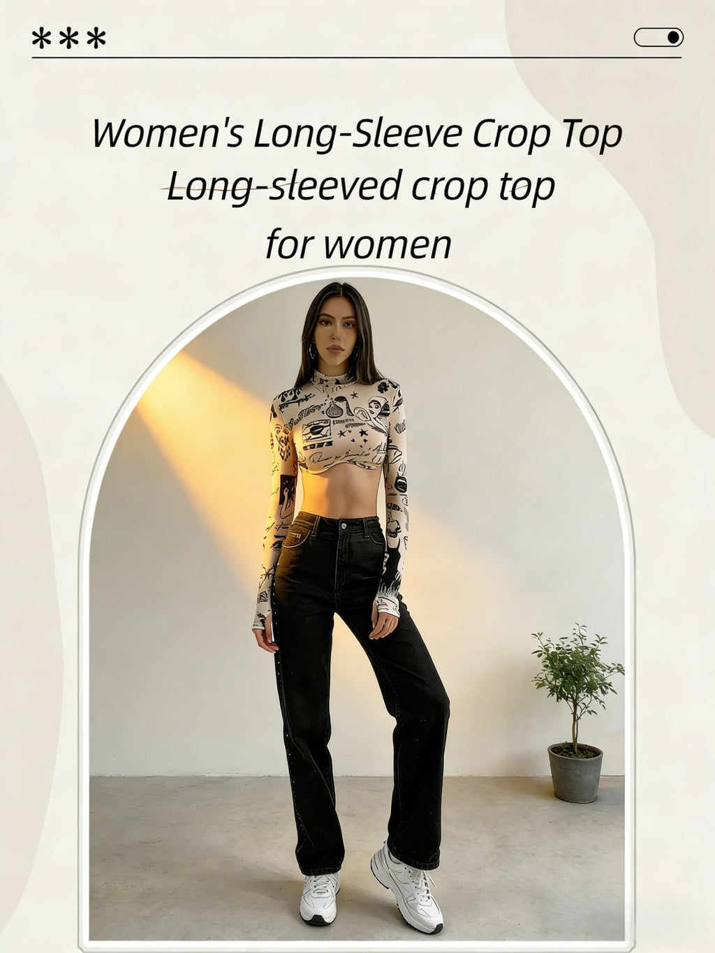 Women's Printed Stand Collar Blouse