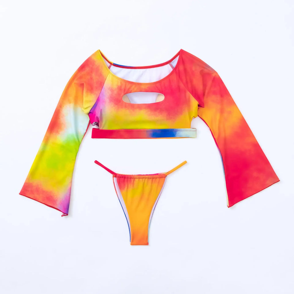 Women's Long Sleeve Split Bikini Set