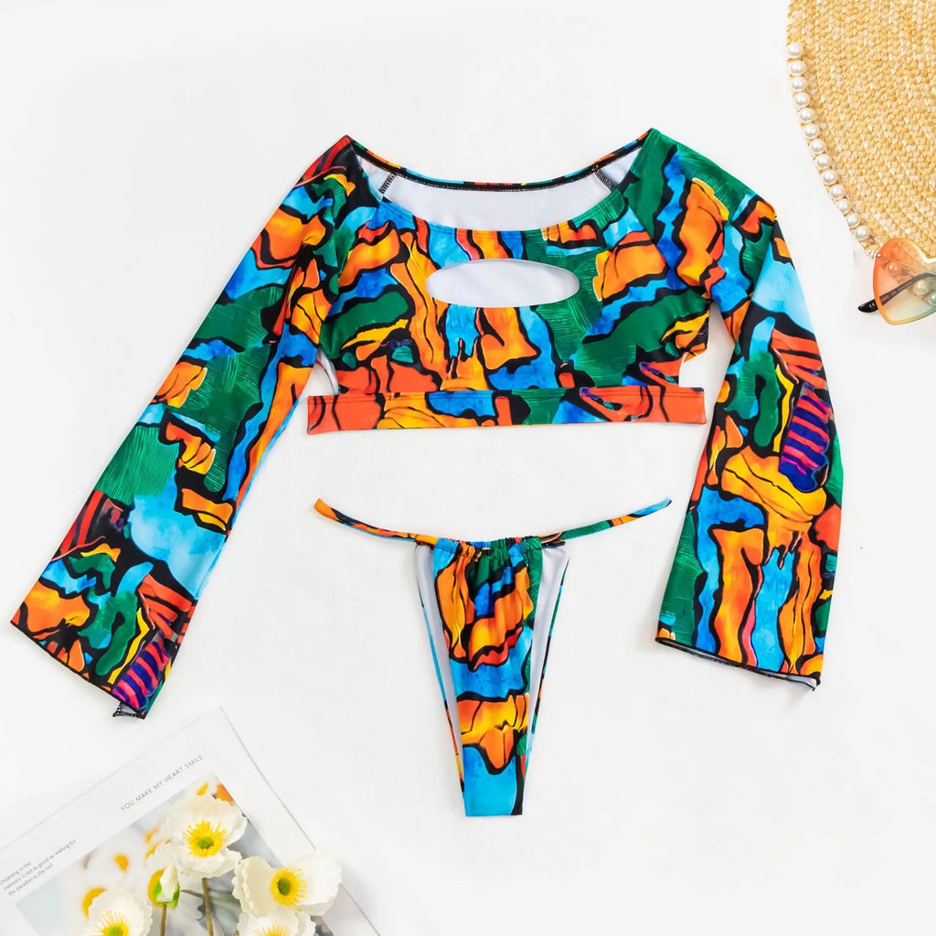 Women's Long Sleeve Split Bikini Set