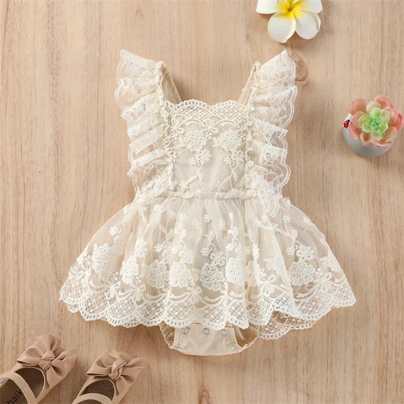 Baby Girls' Floral Lace Romper Dress