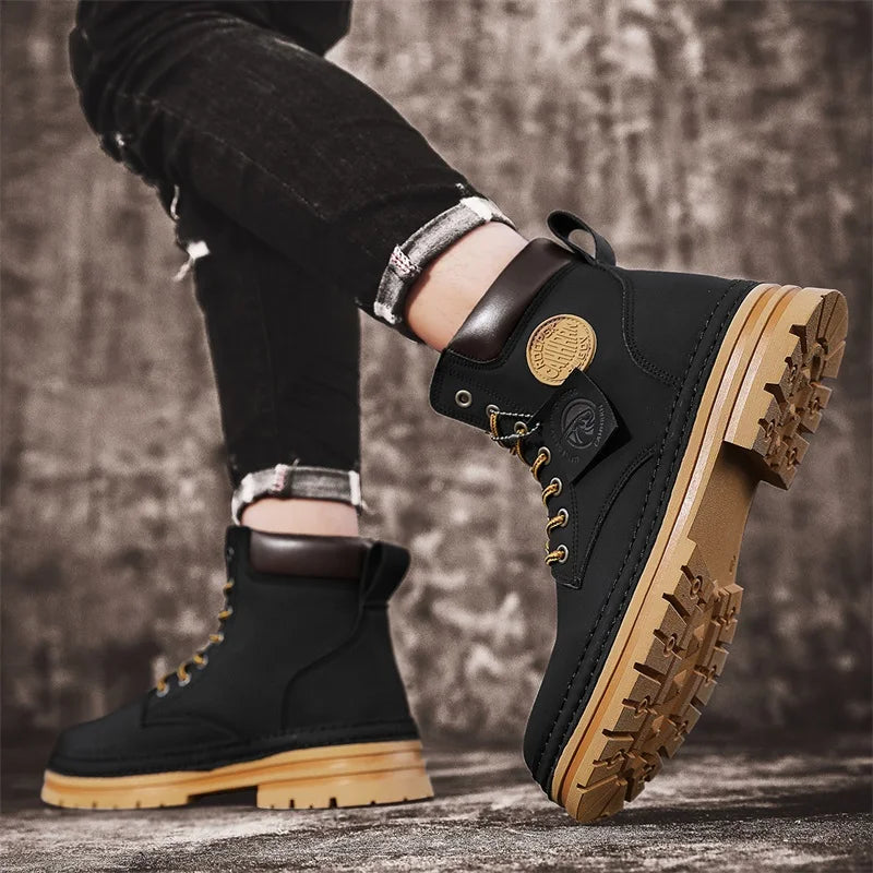 Men Designer Luxury Platform Leather Ankle Boots
