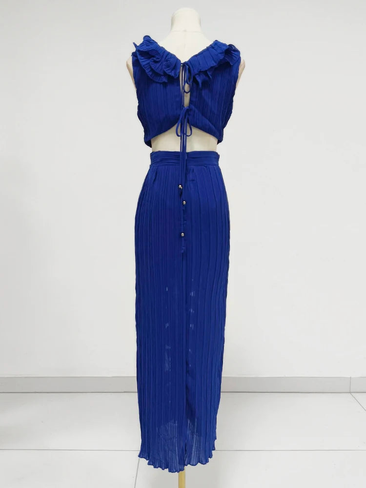 Women's Elegant Ruffle Split Maxi Dress