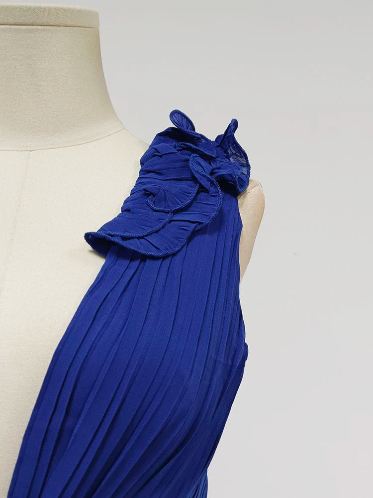 Women's Elegant Ruffle Split Maxi Dress