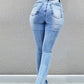 Women Pockets Design Casual Denim Pants