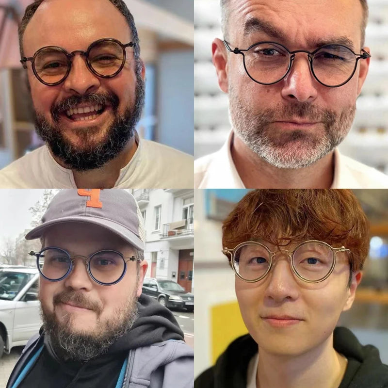 Vintage Round Acetate Titanium Glasses