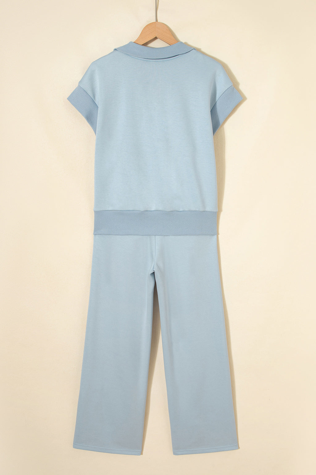 Light Grey Half Zip Polo Tee Casual Pant Set