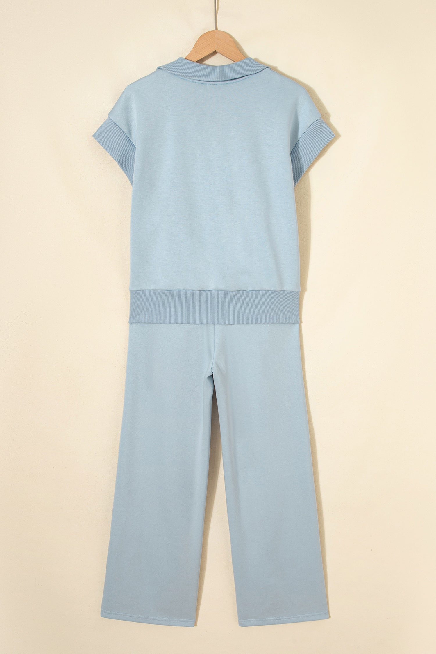 Light Grey Half Zip Polo Tee Casual Pant Set