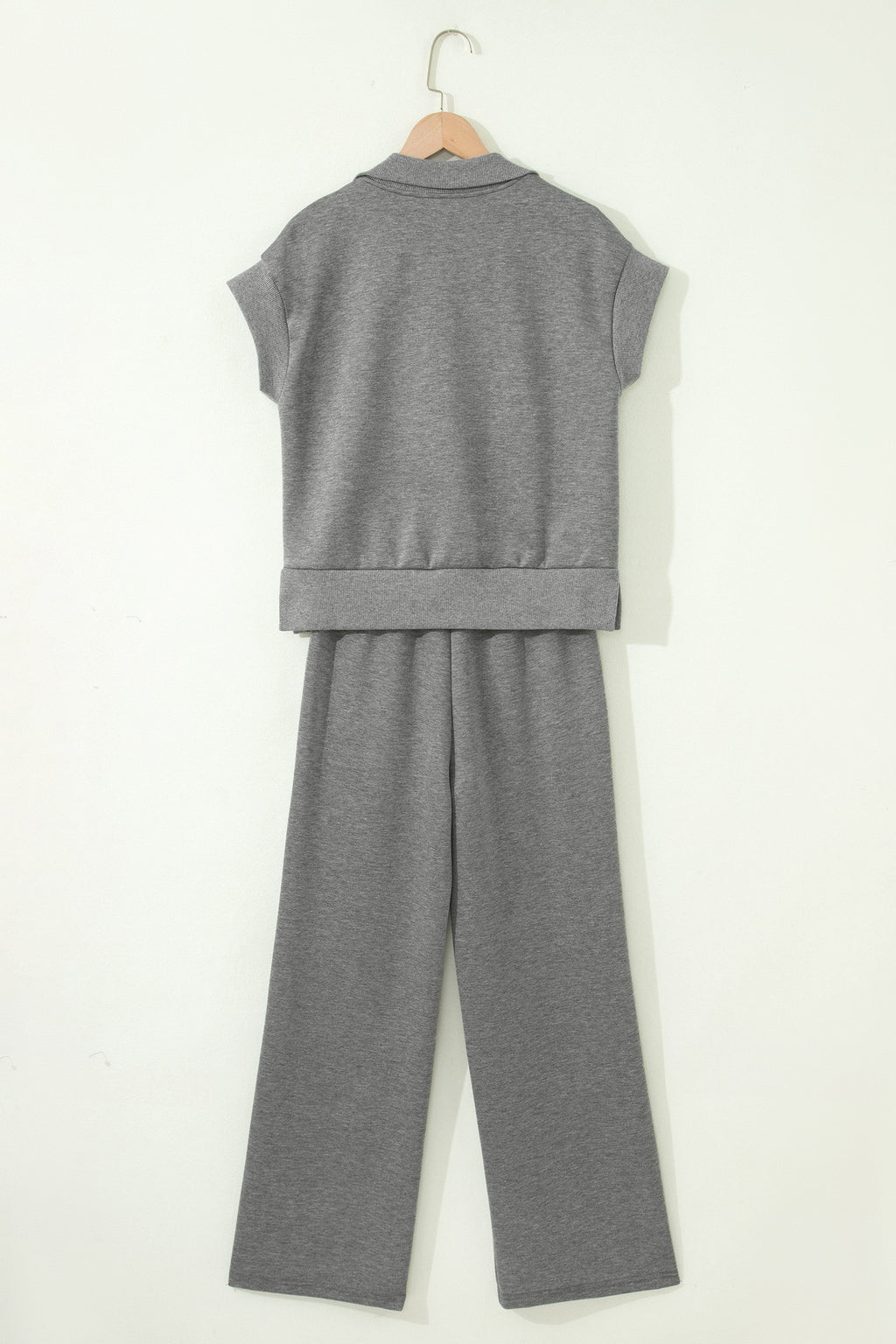 Light Grey Half Zip Polo Tee Casual Pant Set