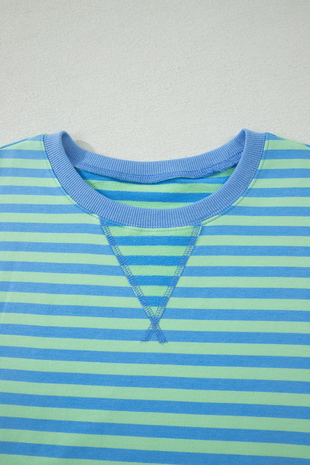 Green Stripe Striped Ribbed Cotton Two-Piece Pant Set with Chest Patch Detail