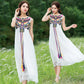 Vintage Embroidery Tassel White Long Dress